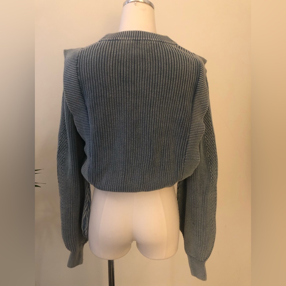 Gorgeous Blue Double Layer Effect Cable Knit Swea… - image 2